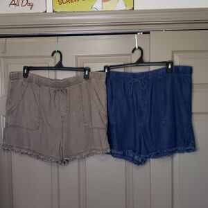 Set Of 2 Time and Tru Women's Blue and Tan Cargo Shorts